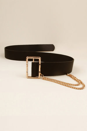 PU Leather Wide Belt with Chain-Teresa's Fashionista LLC