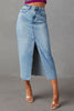 Slit Raw Hem Midi Denim Skirt-Teresa's Fashionista LLC
