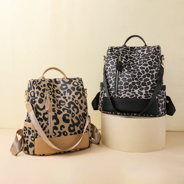 Leopard PU Leather Backpack Bag-Teresa's Fashionista LLC