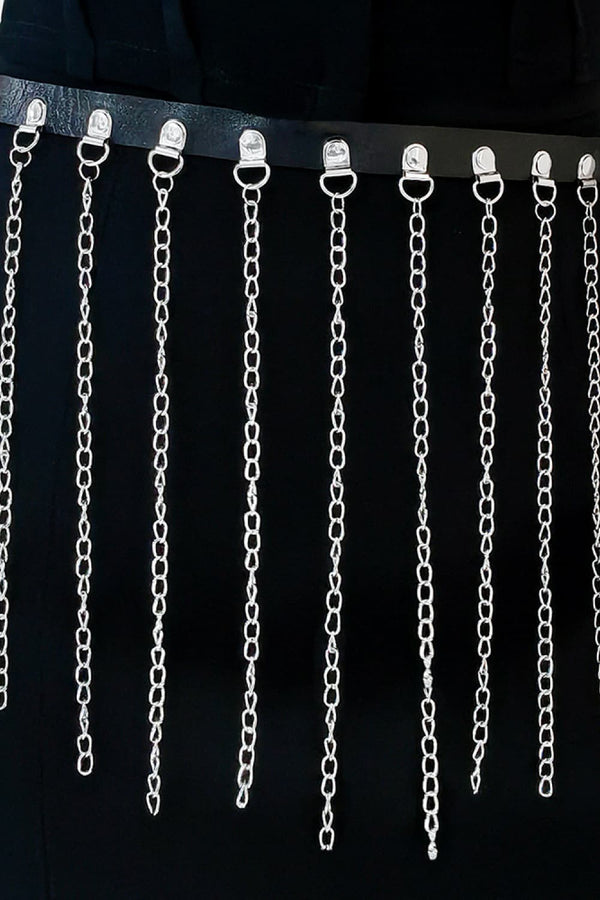 Fringed Chain PU Leather Belt-Teresa's Fashionista LLC