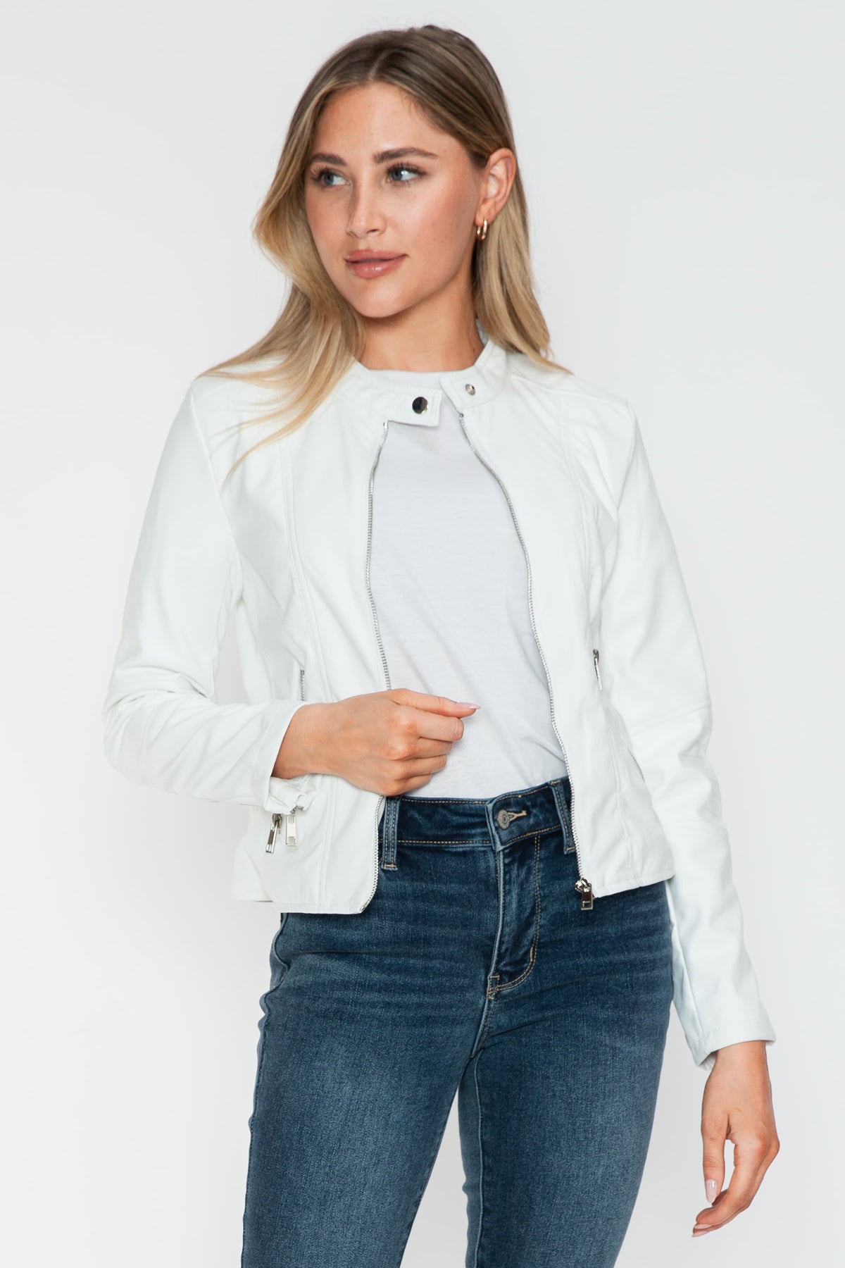 Snobbish PU Leather Zip Up Jacket with Pockets - Teresa's Fashionista LLC