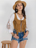 Fringe Lace-Up Vest-Teresa's Fashionista LLC
