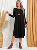 Pocketed Round Neck Long Sleeve Tee Dress-Teresa's Fashionista LLC