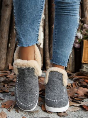 Furry Suede Round Toe Flat Sneakers - Teresa's Fashionista LLC