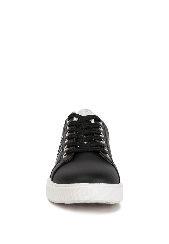 Claude Faux Leather Back Panel Detail Sneakers-Teresa&#39;s Fashionista LLC