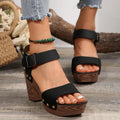 Peep Toe Block Heel Sandals-Teresa's Fashionista LLC