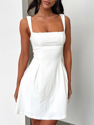 Devine Bow Back Square Neck Mini Dress - Teresa's Fashionista LLC