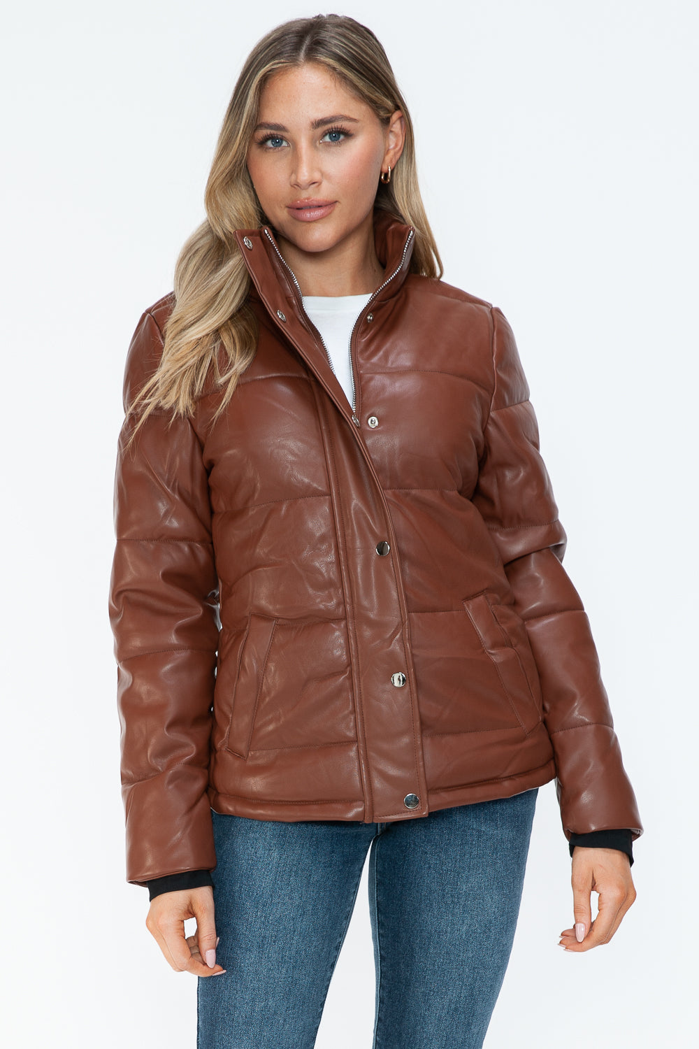 YMI Pocketed Zip Up Turtleneck Puffer Jacket - Teresa's Fashionista LLC