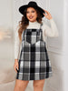 Honey Plus Size Plaid Wide Strap Overall Dress - Teresa's Fashionista LLC