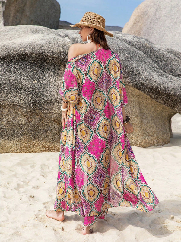 Printed Open Front Cardigan and Pants Set-Teresa's Fashionista LLC