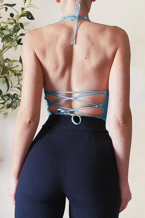 Backless Lace-Up Halter Neck Cami-Teresa's Fashionista LLC