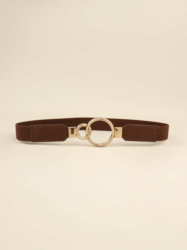 Double Ring Buckle Elastic PU Belt-Teresa's Fashionista LLC