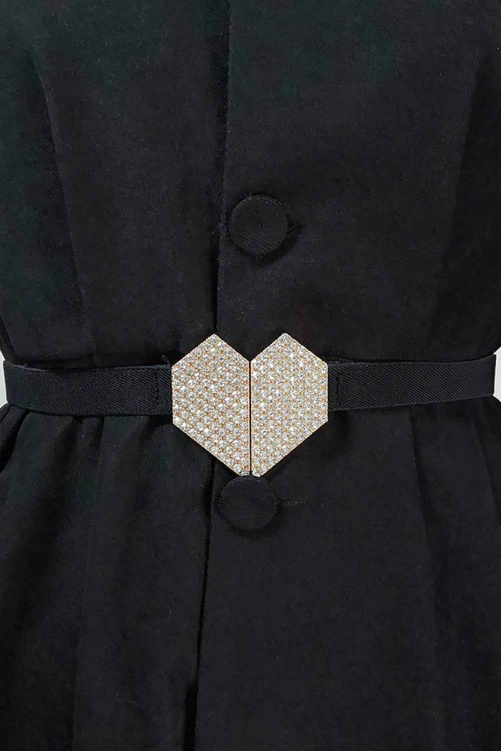 Rhinestone Heart Buckle Elastic Belt-Teresa's Fashionista LLC