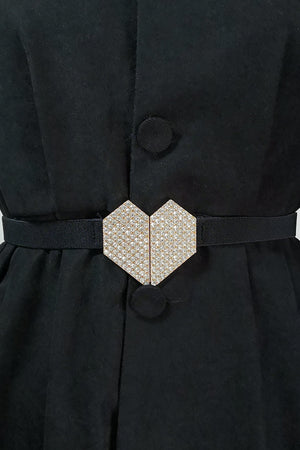 Rhinestone Heart Buckle Elastic Belt-Teresa's Fashionista LLC