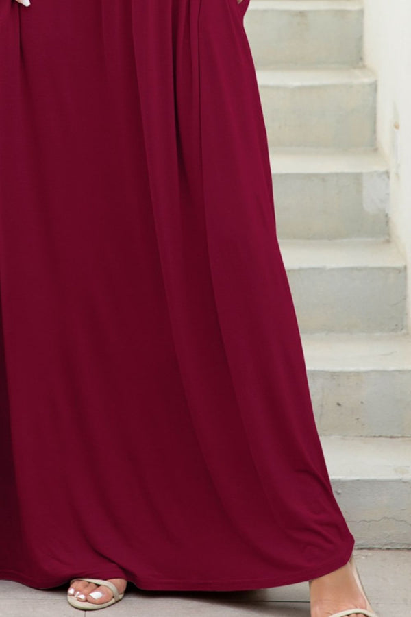 Round Neck Maxi Tee Dress with Pockets-Teresa's Fashionista LLC