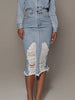 Distressed Slit Denim Skirt-Teresa's Fashionista LLC