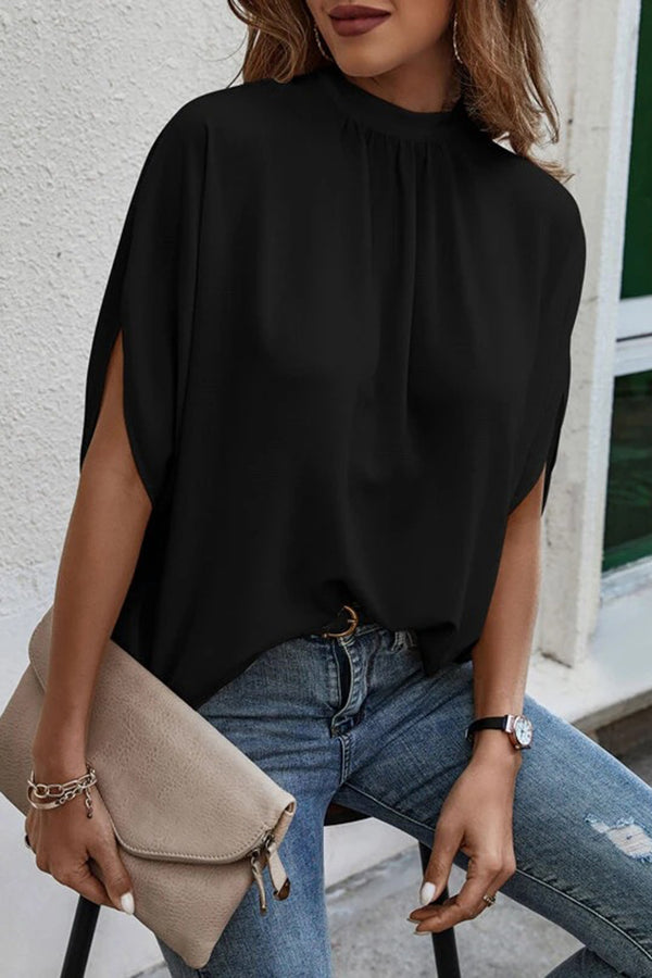 Tie Back Slit Half Sleeve Blouse-Teresa's Fashionista LLC