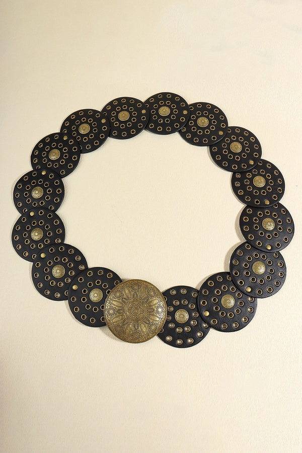 Zinc Alloy PU Disc Belt-Teresa's Fashionista LLC