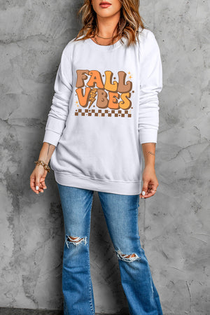 Letter Graphic Round Neck Long Sleeve Sweatshirt - Teresa's Fashionista LLC