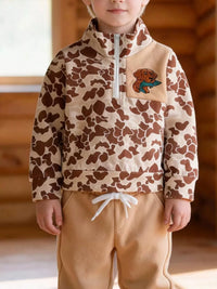 Children's Camouflage Quarter-Zip Top and Joggers Set