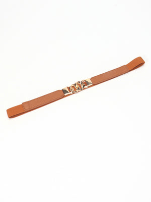 Zinc Alloy Buckle Elastic PU Belt-Teresa's Fashionista LLC