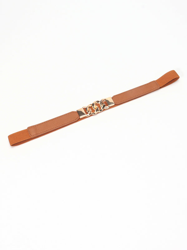 Zinc Alloy Buckle Elastic PU Belt-Teresa's Fashionista LLC