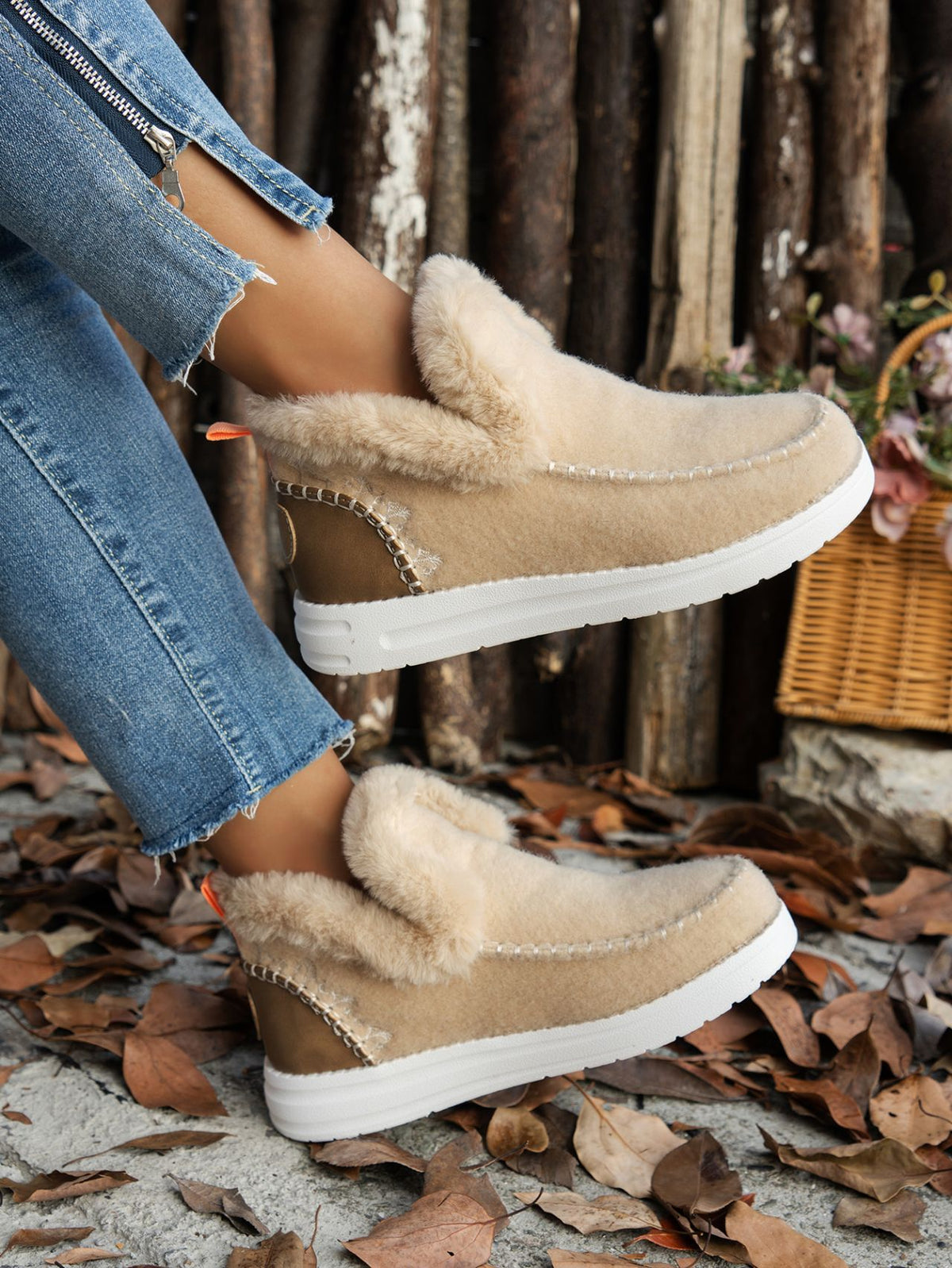 Furry Suede Round Toe Flat Sneakers - Teresa's Fashionista LLC