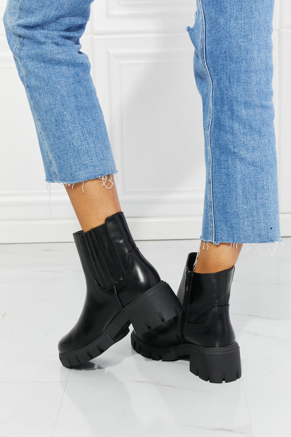 MMShoes What It Takes Lug Sole Chelsea Boots in Black-Teresa's Fashionista LLC