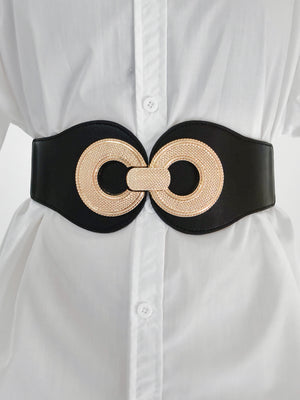 Alloy Buckle Elastic PU Belt-Teresa's Fashionista LLC