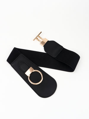 PU Elastic Wide Belt with Alloy Buckle-Teresa's Fashionista LLC