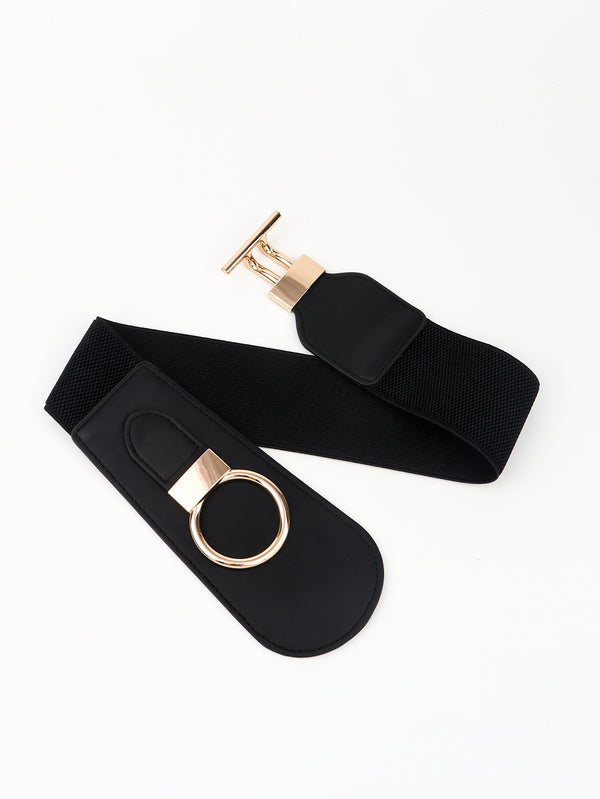 PU Elastic Wide Belt with Alloy Buckle-Teresa's Fashionista LLC