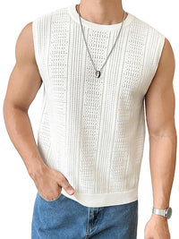 Men's Full Size Eyelet Round Neck Tank Plus Size