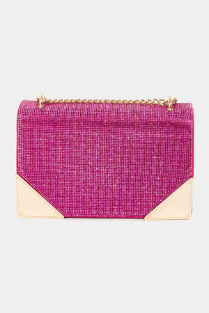 Fame Rhinestone Studded Rectangle Crossbody Bag-Teresa's Fashionista LLC