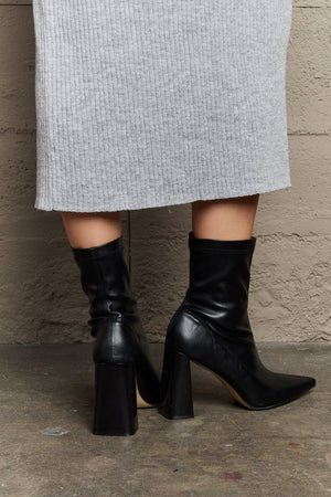 Weeboo Stacy Block Heel Sock Boots-Teresa's Fashionista LLC