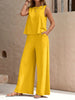 Round Neck Sleeveless Top and Wide Leg Pants Set-Teresa's Fashionista LLC