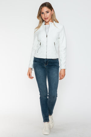 Snobbish PU Leather Zip Up Jacket with Pockets - Teresa's Fashionista LLC