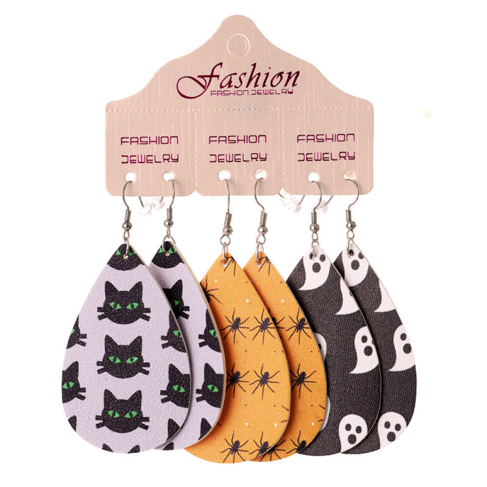 Halloween PU Teardrop Earrings Set - Teresa's Fashionista LLC
