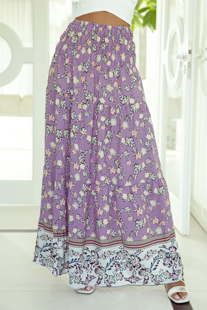 Tiered Printed Elastic Waist Skirt-Teresa's Fashionista LLC