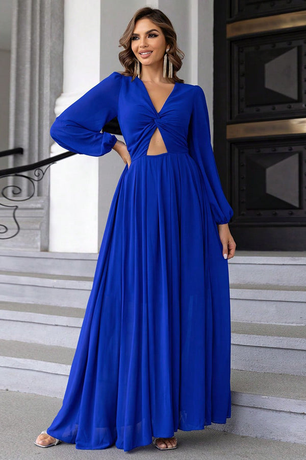 Twist Front Cutout Long Sleeve Dress-Teresa's Fashionista LLC