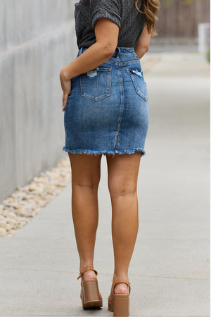 RISEN Amelia Full Size Denim Mini Skirt-Teresa's Fashionista LLC