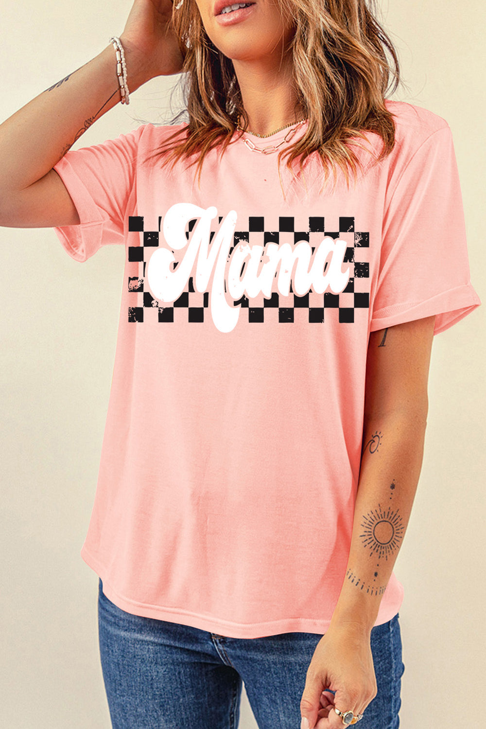 MAMA Round Neck Short Sleeve T-Shirt-Teresa's Fashionista LLC