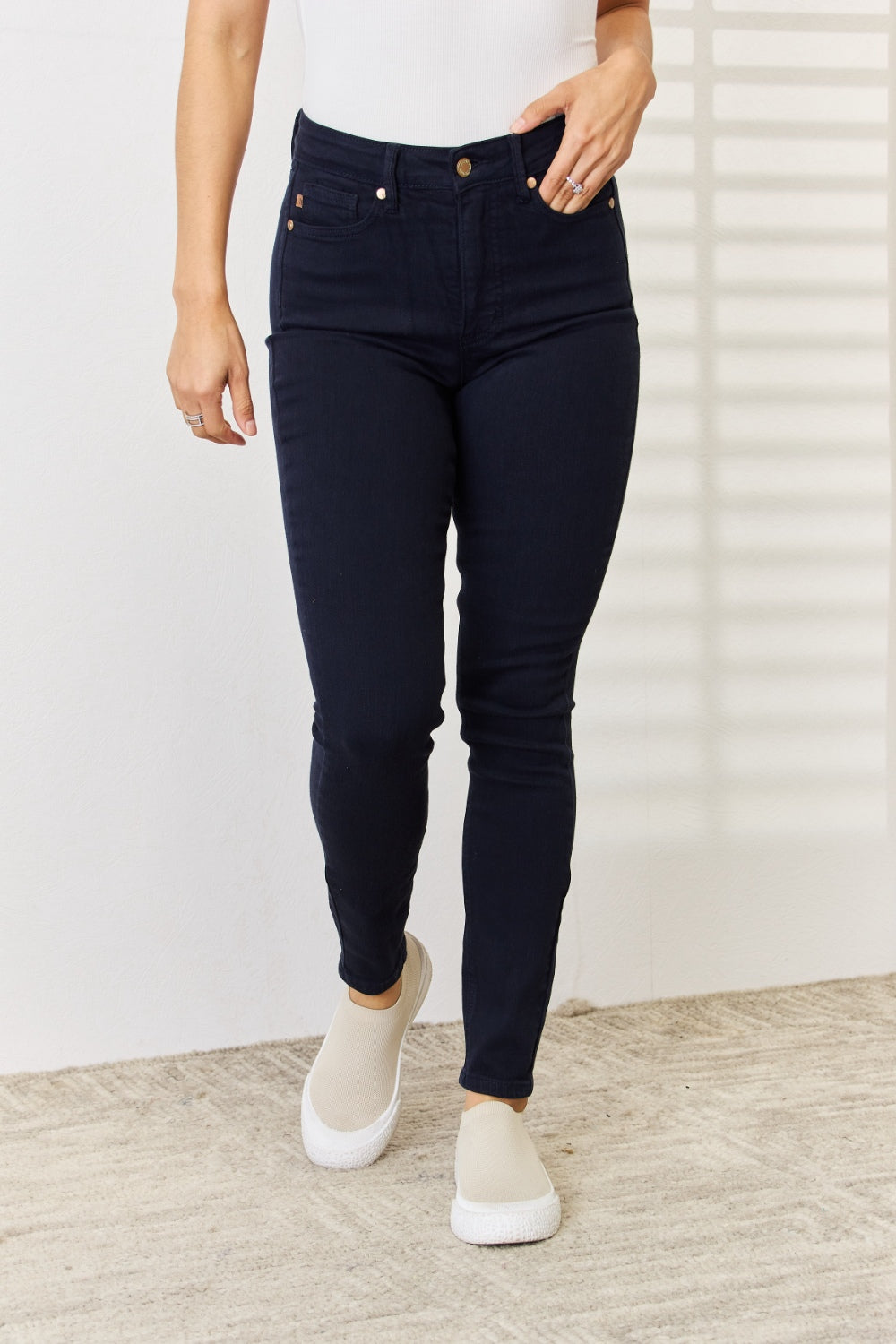 Judy Blue Full Size Garment Dyed Tummy Control Skinny Jeans-Teresa&#39;s Fashionista LLC
