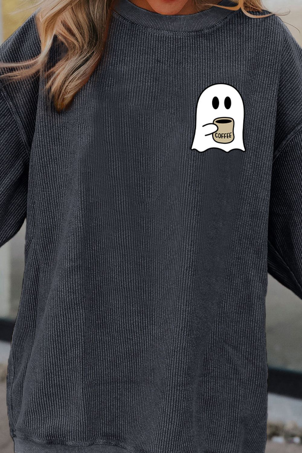 Ghost Graphic Drop Shoulder Sweatshirt - Teresa's Fashionista LLC