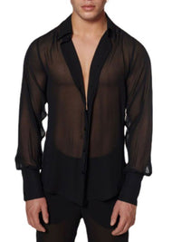 Men's Full Size Collared Neck Long Sleeve Shirt Plus Size