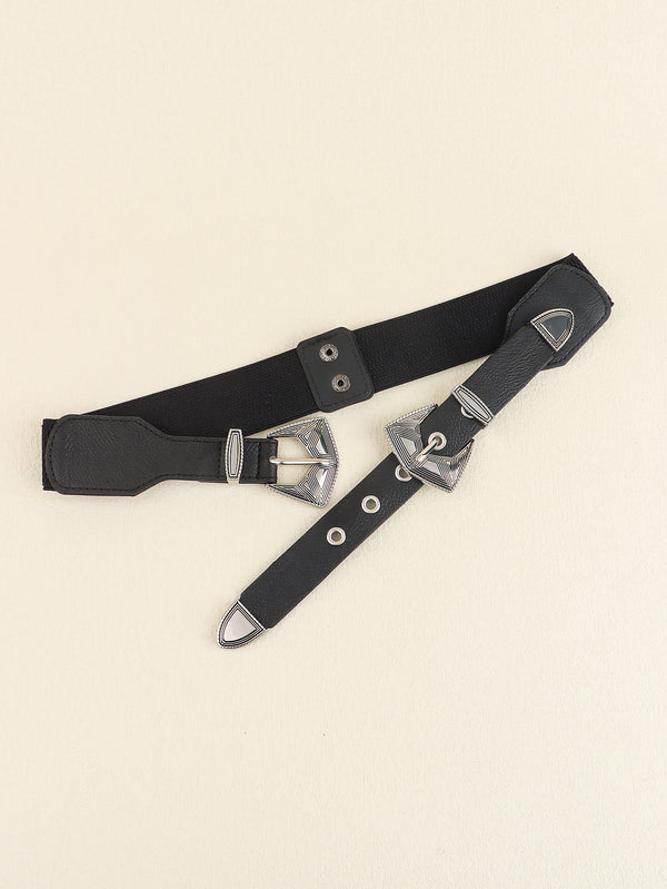 Double Buckle PU Leather Belt-Teresa's Fashionista LLC