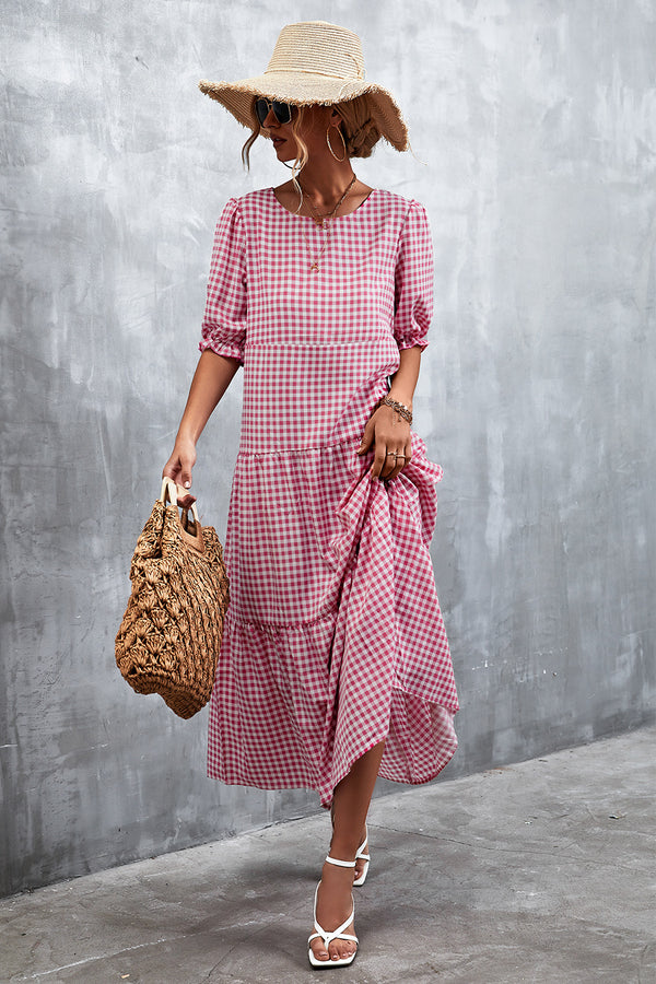 Printed Flounce Sleeve Tiered Dress-Teresa's Fashionista LLC