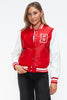 Love Me Now PU Leather Contrast Snap Down Bomber Jacket - Teresa's Fashionista LLC