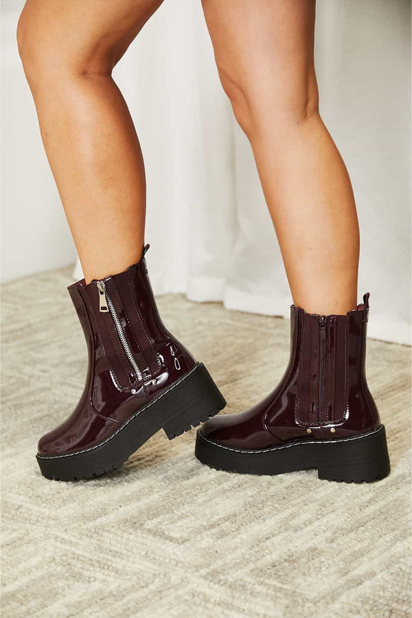 Forever Link Side Zip Platform Boots-Teresa's Fashionista LLC