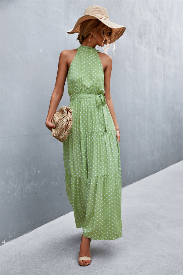 Printed Sleeveless Tie Waist Maxi Dress-Teresa's Fashionista LLC