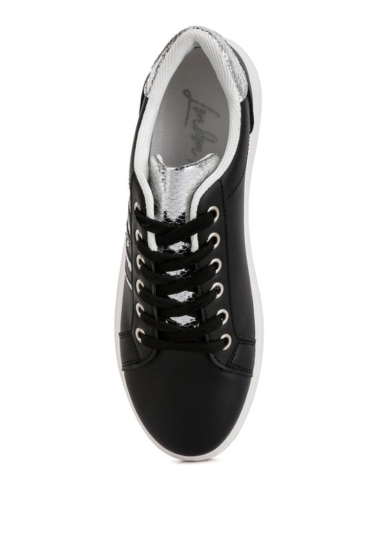 Claude Faux Leather Back Panel Detail Sneakers-Teresa&#39;s Fashionista LLC